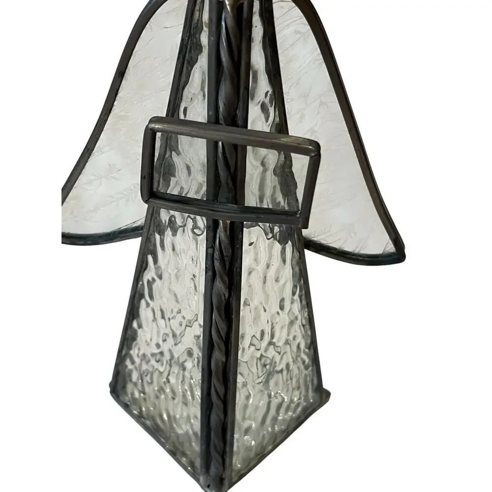 3D Stained Glass Angel Tea Light Holder Figure Holding Book Christianity